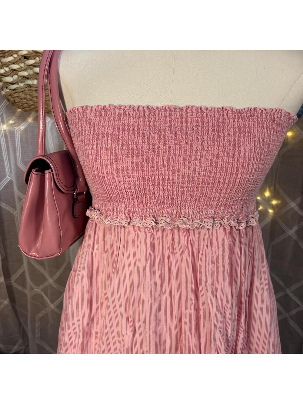 Vintage Victoria’s Secret Pink strapless smocked mini dress size S - Picture 3 of 8
